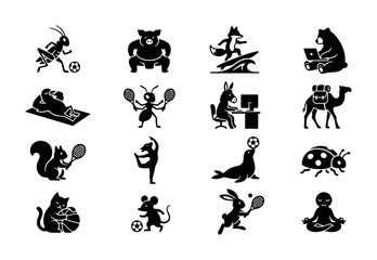 Obraz premium Cute Animal Icons Set, Whimsical Vector Graphics for Playful Designs, Business & Lifestyle Concepts