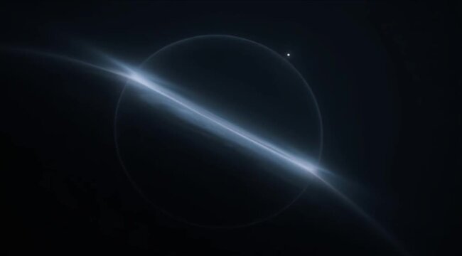 Dark abstract light streak black background glowing curve minimal space blue white line soft gradient elegant flow cosmic mood space planet ring dark blue glowing orb celestial sphere cosmic light