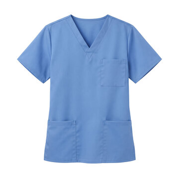 Light blue medical scrub top isolated on transparent background