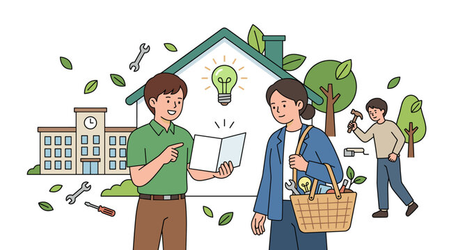 People discuss eco friendly home renovation and sustainability