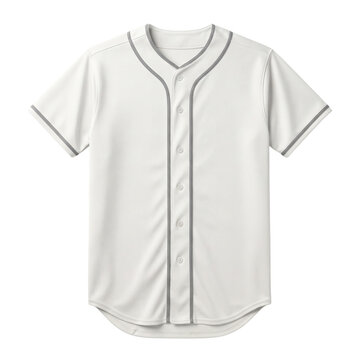 Blank white baseball jersey with grey piping