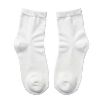 Pair of blank white ankle socks mockup top view