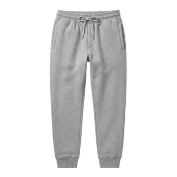 Blank grey fleece sweatpants with drawstring mockup