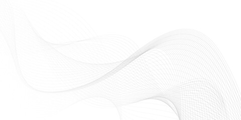Abstract grey and white technology blend smooth wave lines background. Gray and white abstract bg. White abstract background. Fluttering white scarf. Waving on wind white fabric. 3D illustration.  © Mina