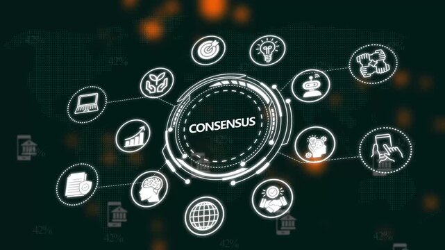 Consensus concept digital infographic with business and technology