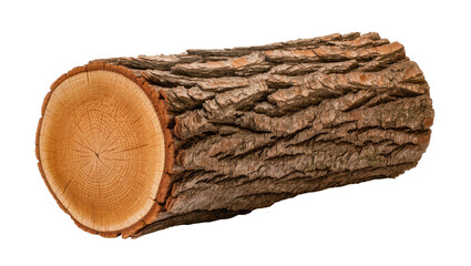 Rough bark tree log with visible growth rings, isolated on transparent background © Alexa