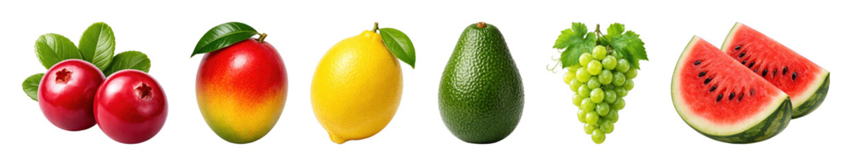Obraz premium PNG Vibrant fresh assorted fruits on transparent background
