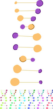 genome dna spiral cartoon. nucleotides replication, chromosomes sequence, mutation transcription genome dna spiral sign vector