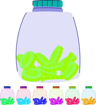 gold coin jar cartoon. financial growth, deposit finance, tip economy gold coin jar sign vector