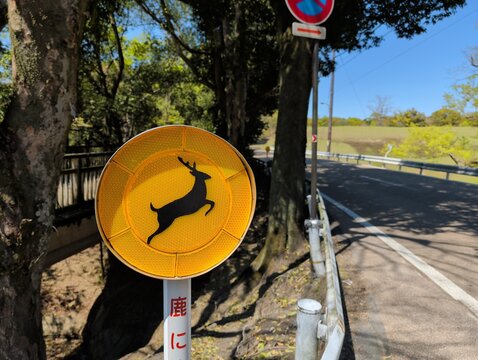 Nara Park Deer Warning Road Sign Japan