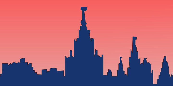 Car rental web site design. Landing page design with moscow city silhouettes of cathedrals, kremlin, university.
