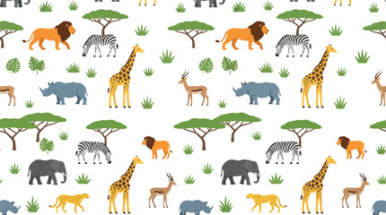 African wild animal pattern seamless design with safari wildlife © MDABU