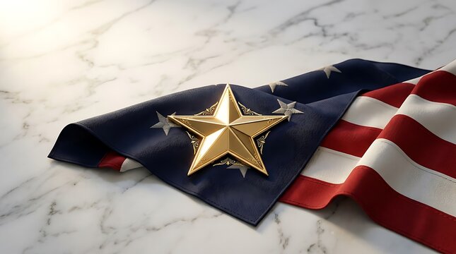 Gold Star Mothers Day Tribute with American Flag on Marble