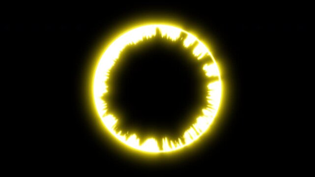 Golden Rough Energy Ring Expanding and Dissolving, MOV Effect on Transparent Background with Alpha Channel