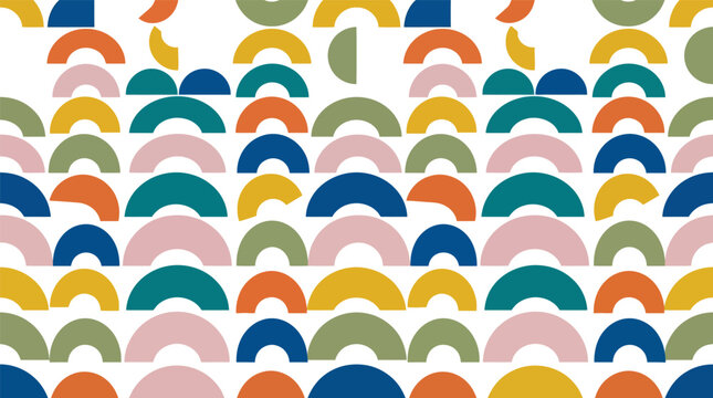Repeating semicircle pattern with pastel and bold shapes semicircle geometric