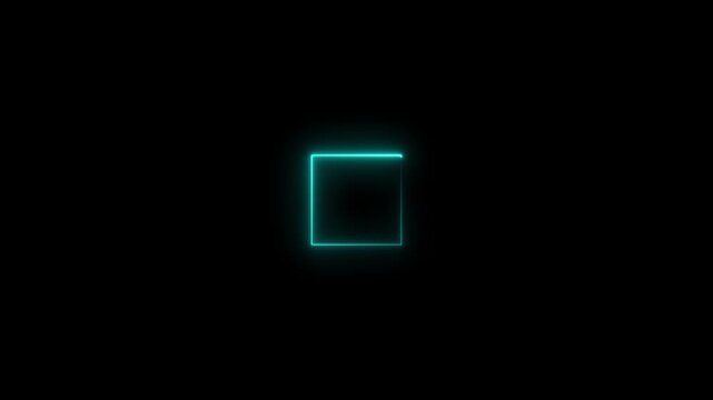 live streaming neon text frame animation. Neon glowing blue color square rectangle picture frame icon animation, neon rectangle Border frame concept sign animation on black background,