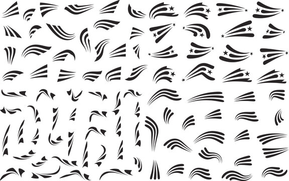 Black abstract brush stroke decorative swirls Doodle Accent Ray Burst Word Emphasis

