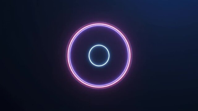 Abstract Light Blue Cosmic Background with Glowing Neon Circles and Radiant Planetary Rings in Dark Space Vector Illustration