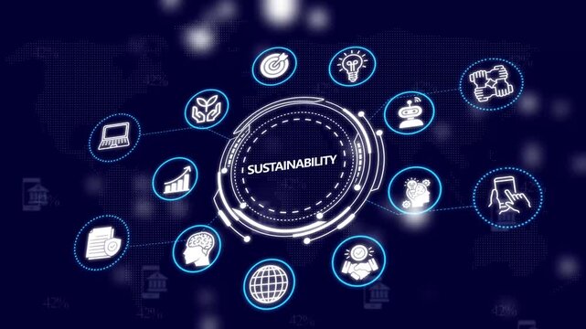 Sustainability digital concept: corporate esg and green technology infographic