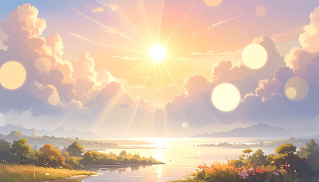 Glowing Sunrise Nature Background