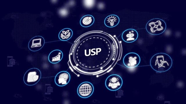 Unique proposition usp business strategy digital network infographic
