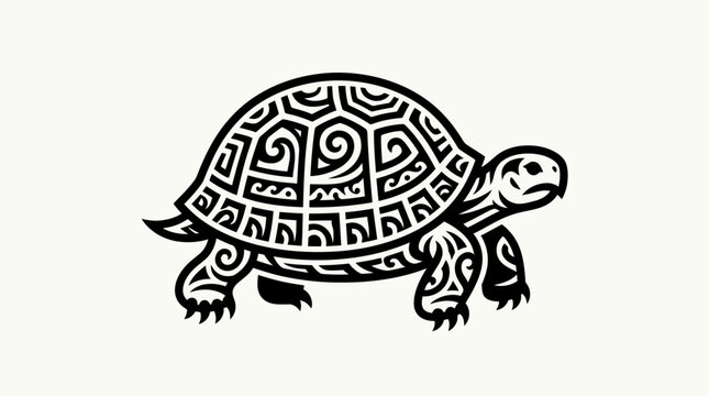 Tribal Tortoise Turtle Tattoo Stamp Emblem Design
