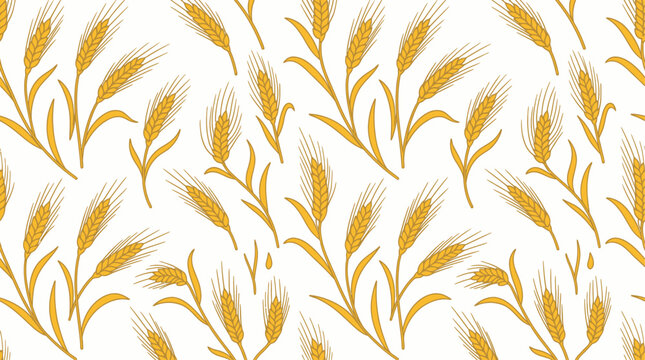 Golden Rye Wheat Seamless Bakery Textile Pattern
