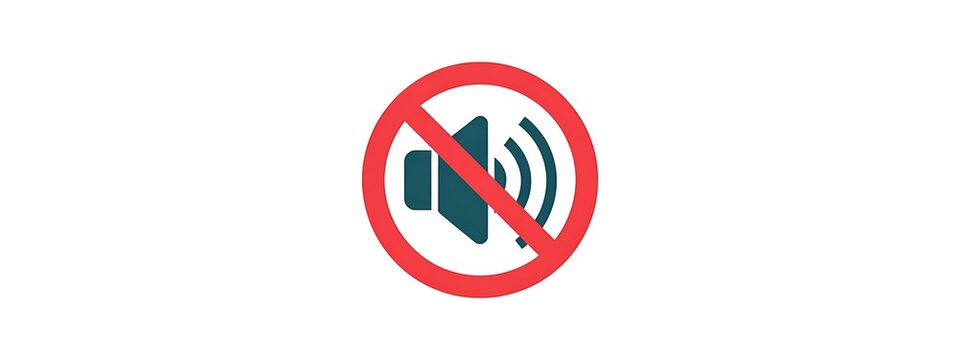 Speaker icon displays a prohibition sign to indicate a silent zone.