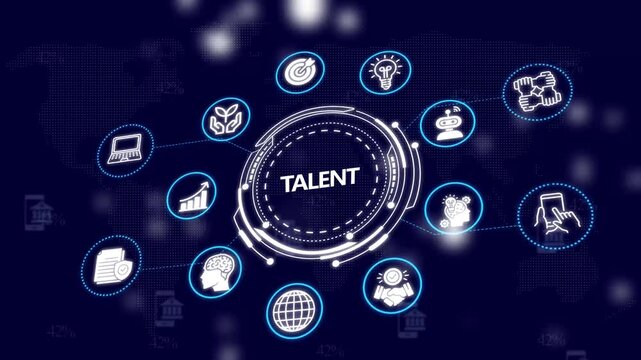 Talent management digital concept with business and global network animation