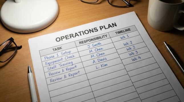 Comprehensive Operations Plan Document On Desk For Business Planning.