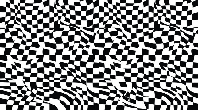 Abstract checkered wavy pattern optical illusion with checkered, abstract