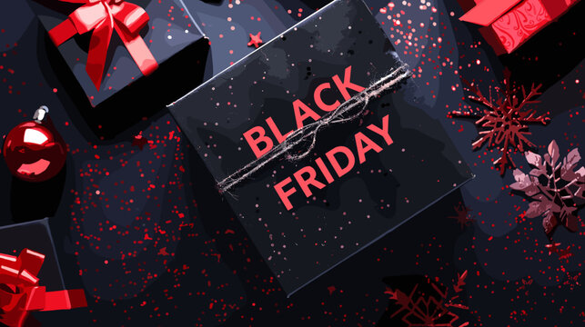 Shopping Sale Celebration with Bold Black Friday Text on Dark Background Vector Illustration