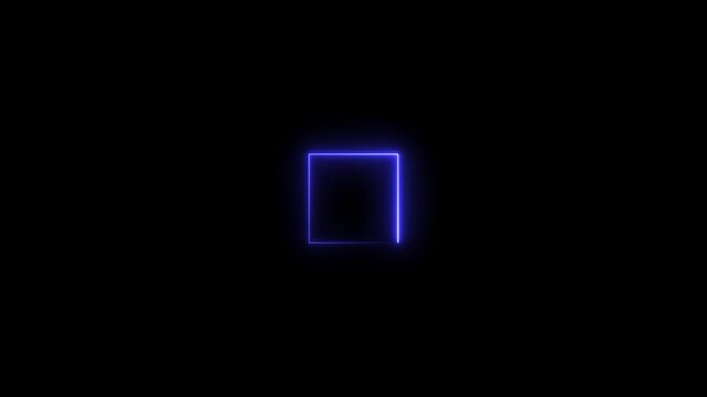 live streaming neon text frame animation. Neon glowing blue color square rectangle picture frame icon animation, neon rectangle Border frame concept sign animation on black background,