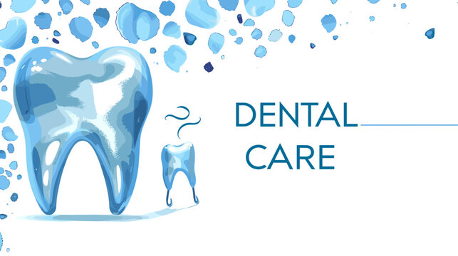 Dental Care Illustration with Tooth and Bacteria Vector Line Art Design