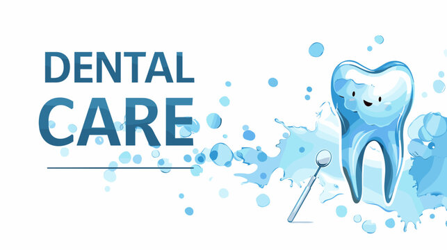 Dental Care Illustration with Smiling Tooth and Toothbrush in Clean Style