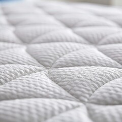Obraz premium Close-up textured surface of a clean white quilted mattress fabric, providing comfort and support
