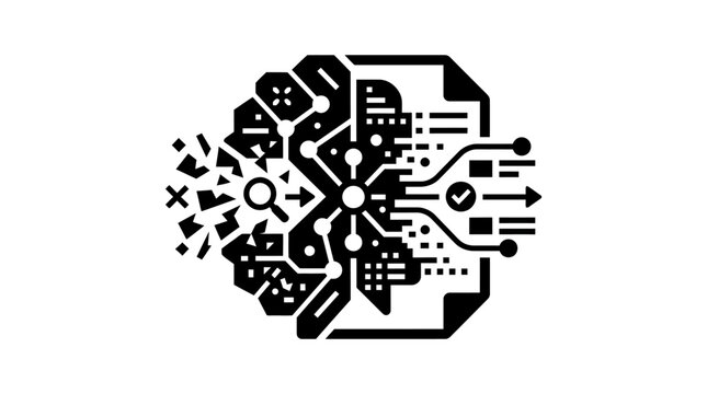 Artificial intelligence brain icon, digital neural network vector, machine learning logo