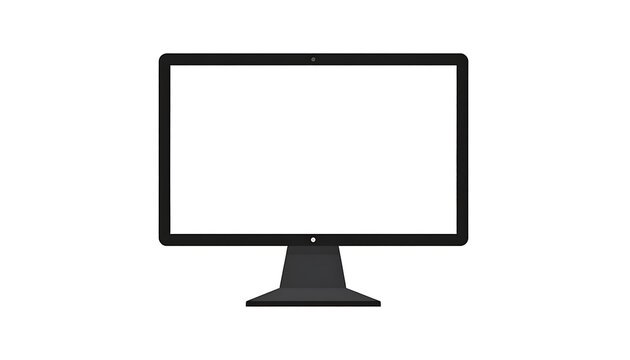 Isolated computer monitor with a blank white screen and black frame on a simple stand, clean digital display for technology concepts
