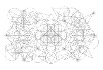 Obraz premium Abstract Geometric Pattern Vector, Complex Intersecting Lines and Shapes, Minimalist Design Elements, Scientific and Technical Background
