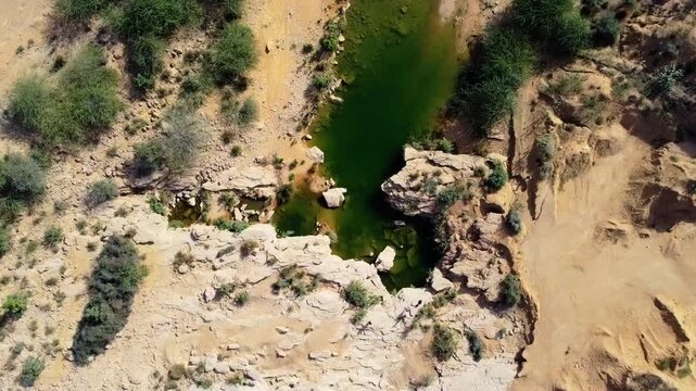 Aerial Drone View of Bor Pond Near Dam in Gadap Town Karachi Pakistan