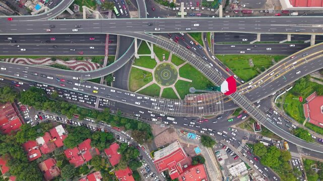 Overhead view of San Jeronimo Flag and surrounding cityscape