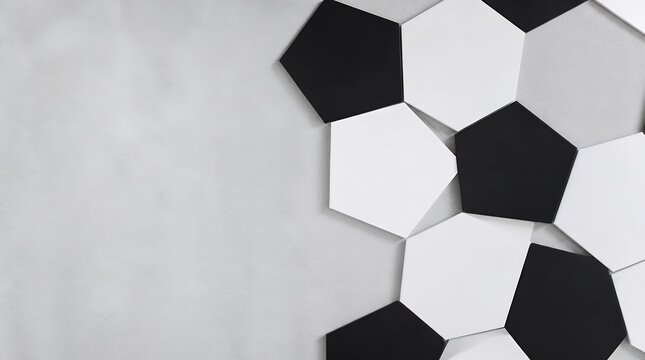 Modern Abstract Hexagonal Wall Pattern in Black and White.