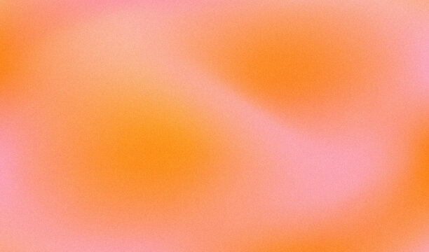Abstract vibrant aura gradient background with tangerine orange warm peach bubblegum pink glow and vintage grainy noise texture