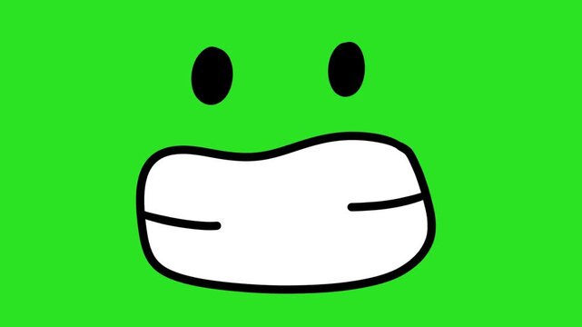 Animated Hand Drawn Awkward Grin Face Green Screen Overlay
