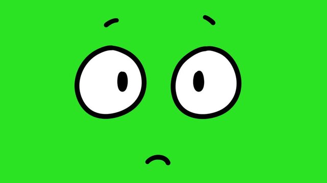 Animated Hand Drawn Sad Pouting Face Green Screen Overlay