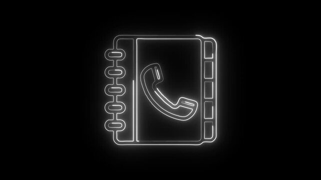 Address Book Icon Animation with Glowing Lines on Black Background