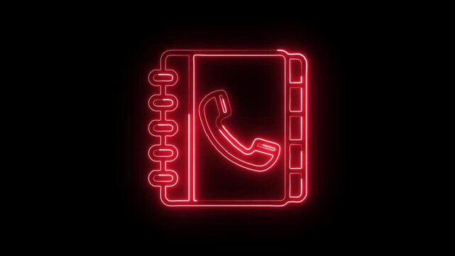 Address Book Icon Animation with Glowing Lines on Black Background