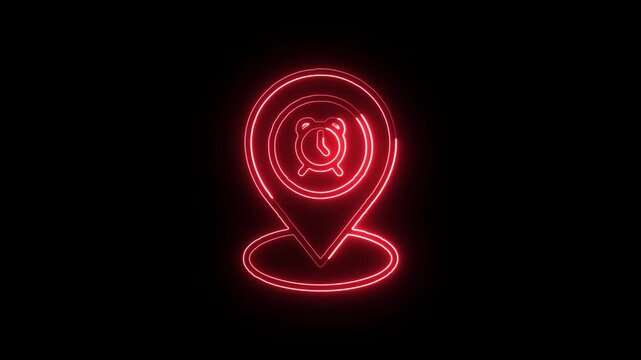 Alarm Clock Icon Animation with Glowing Lines on Black Background
