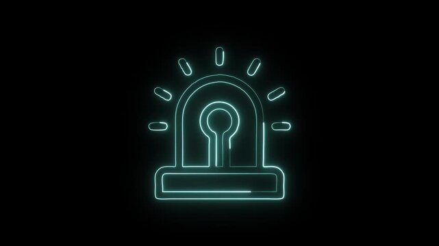 Alarm Warning Signal Icon Animation with Glowing Lines on Black Background