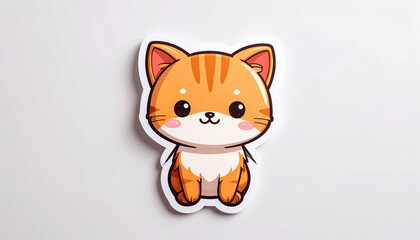 Fototapeta premium Cute Kawaii Fox Character Sticker on White Background